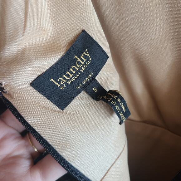 Laundry By Shelli Segal Black Lace Nude Mermaid Maxi Dress Size 8 Prom Formal - Picture 3 of 4